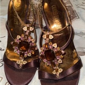 Colin Stuart Purple and Gold Embellished Heels